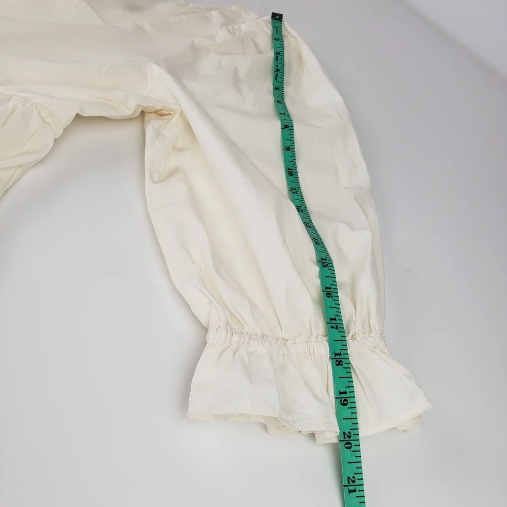 Madewell NWT Poplin Lizzie Babydoll Dress 12 Puffed Sleeves-Tiered Lighthouse - Picture 13 of 15